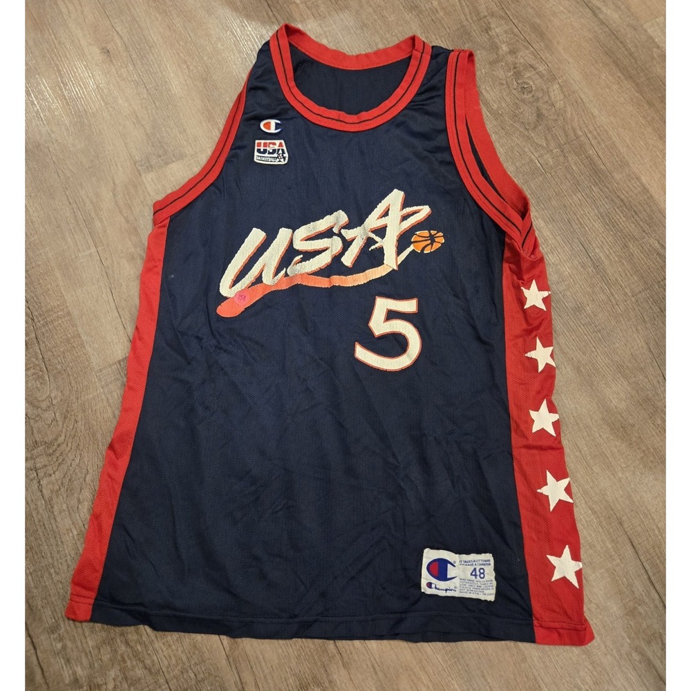 Champion USA Dream Team Grant Hill Basketball Olympic Mesh Jersey Adult 48